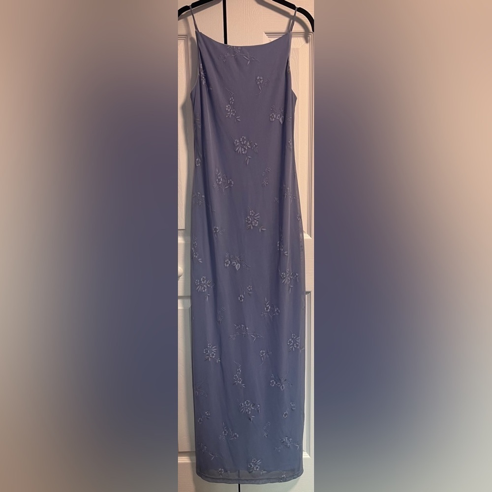 City Triangle Vintage Thin Strap Floral Maxi Formal Dress